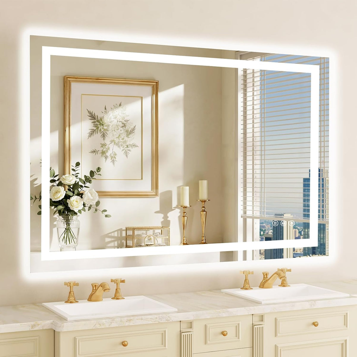 36"x48" LED Bathroom Mirror with Lights, Anti-Fog, Backlit+Frontlit