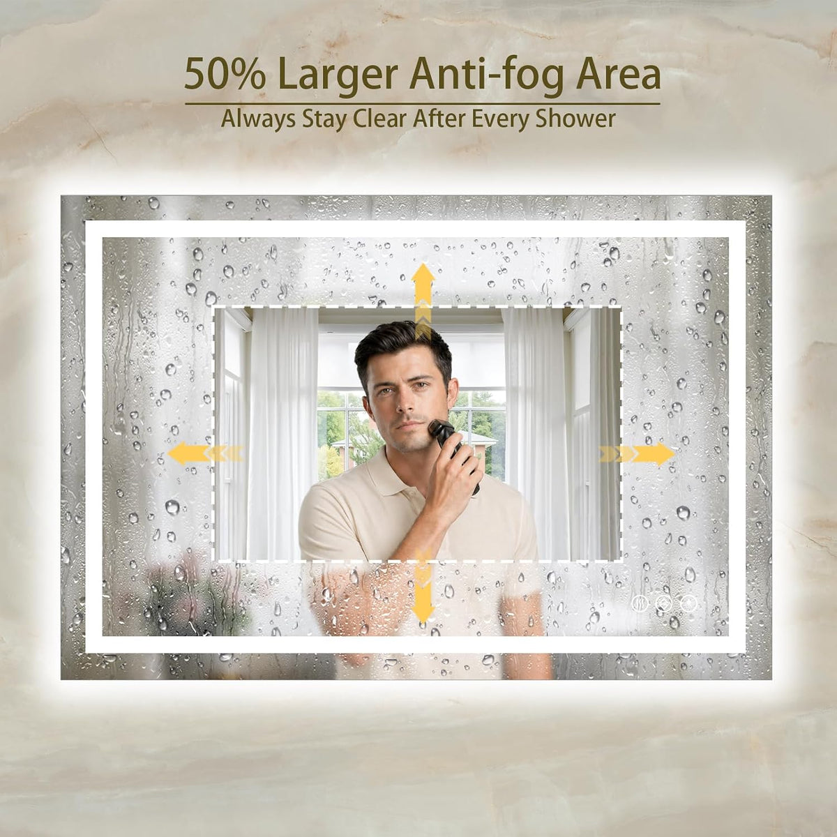 36"x48" LED Bathroom Mirror with Lights, Anti-Fog, Backlit+Frontlit