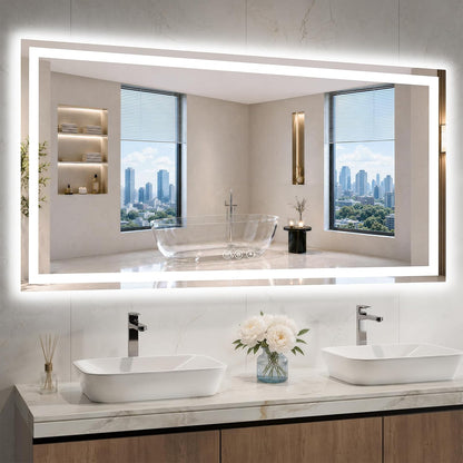 36"x48" LED Bathroom Mirror with Lights, Anti-Fog, Backlit+Frontlit