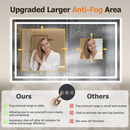 36"x48" LED Bathroom Mirror with Lights, Anti-Fog, Backlit+Frontlit