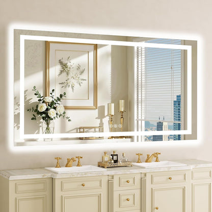 36"x48" LED Bathroom Mirror with Lights, Anti-Fog, Backlit+Frontlit