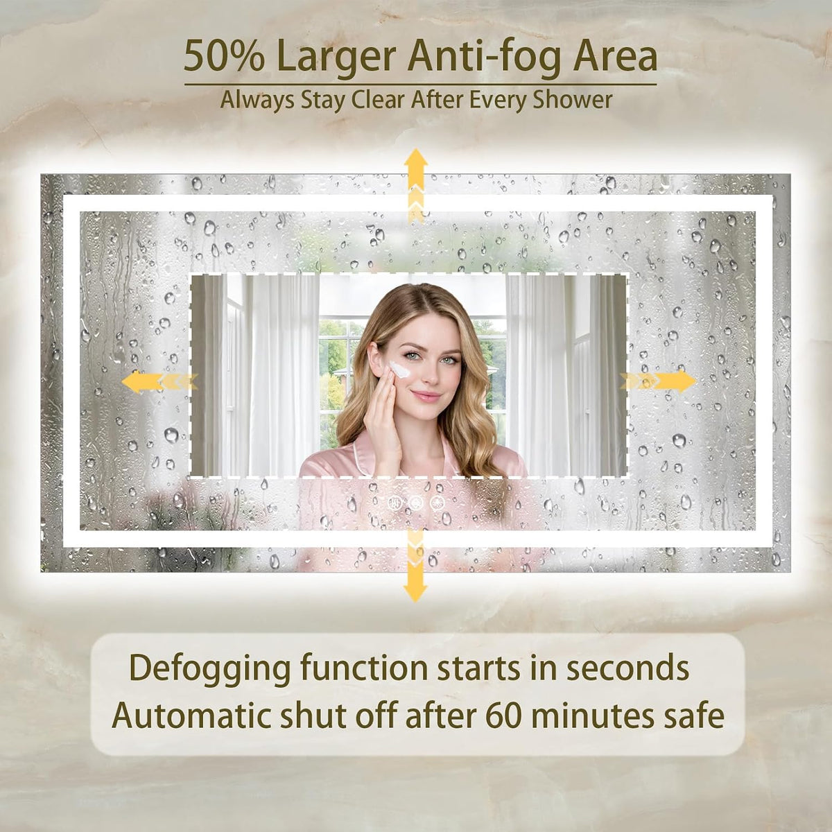 36"x48" LED Bathroom Mirror with Lights, Anti-Fog, Backlit+Frontlit