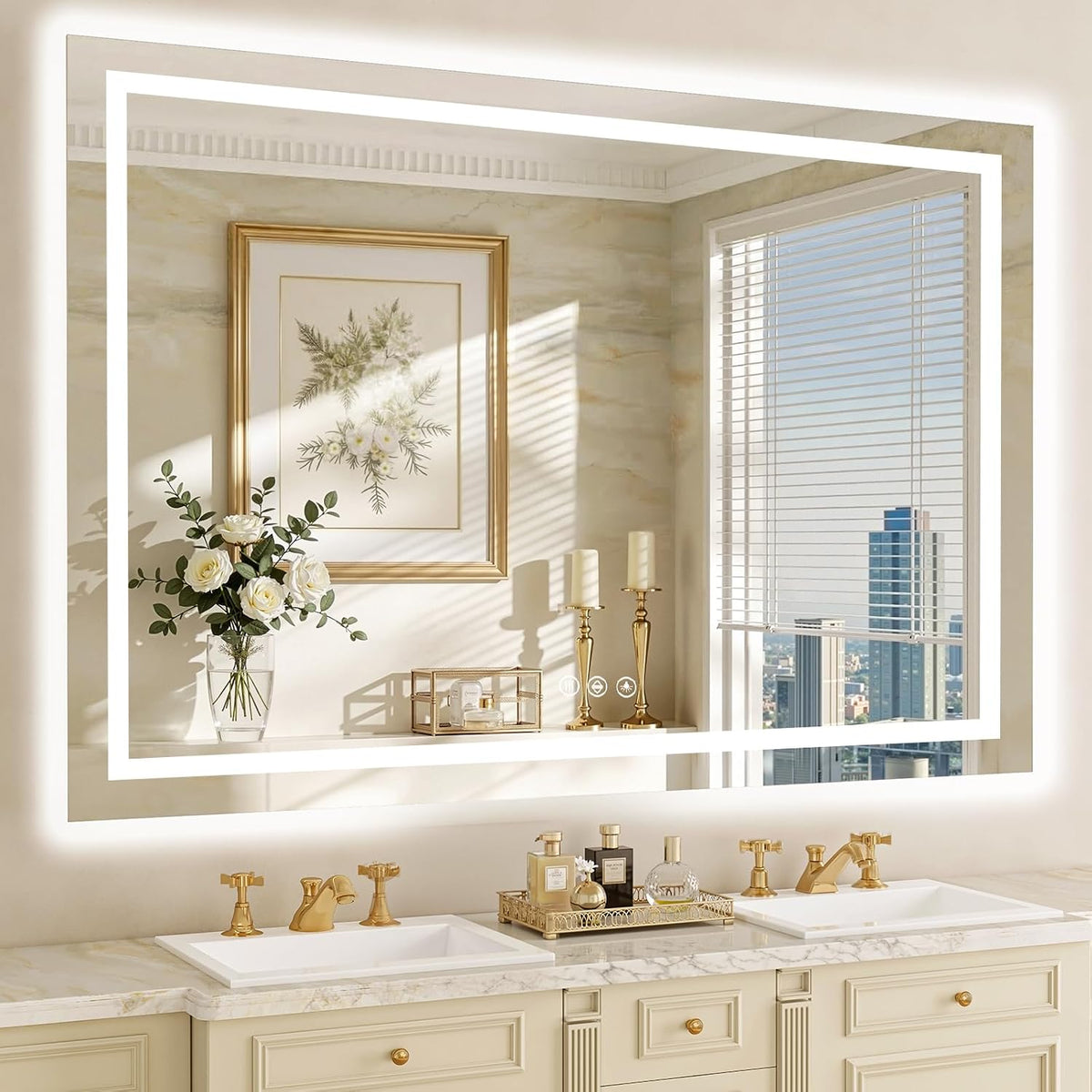 36"x48" LED Bathroom Mirror with Lights, Anti-Fog, Backlit+Frontlit