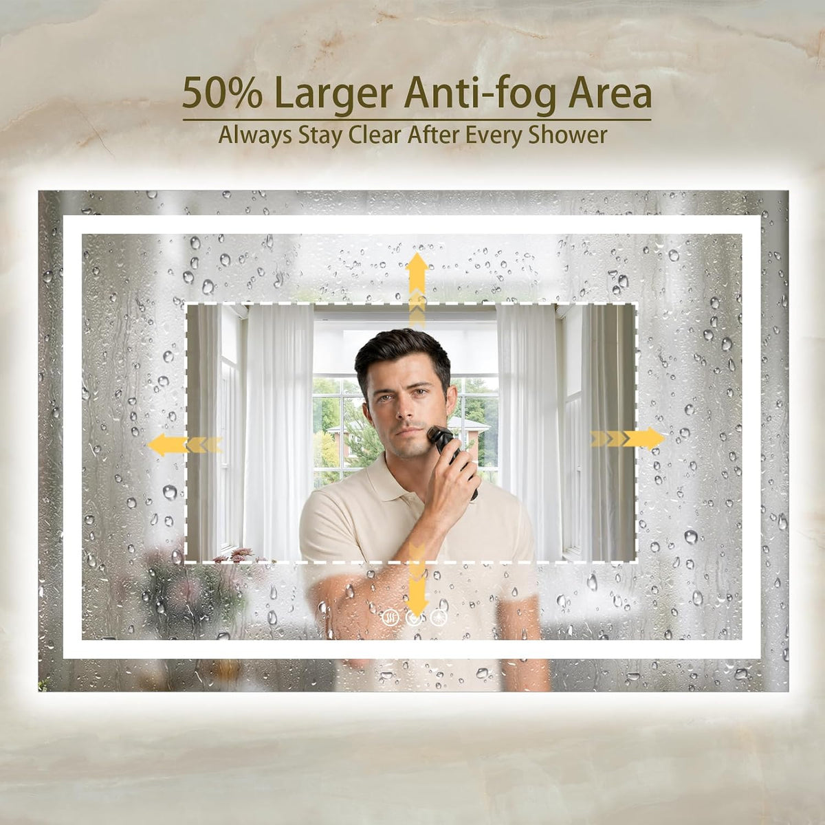 36"x48" LED Bathroom Mirror with Lights, Anti-Fog, Backlit+Frontlit