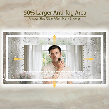 36"x48" LED Bathroom Mirror with Lights, Anti-Fog, Backlit+Frontlit