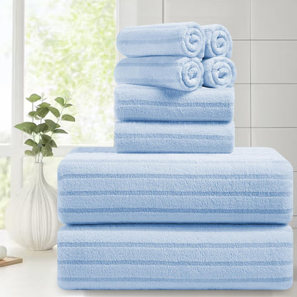 Bath Towels,8 Pack Large Bath Towels Set Super Absorbent Microfiber Bath Sheets-2 Oversized Bath Sheets 2 Hand Towels 4 Washcloths for Family Hotel Spa Gym(Light Green)