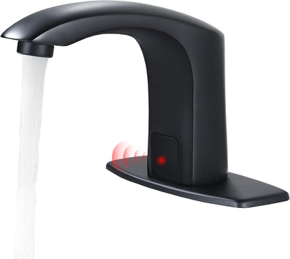 Commercial Touchless Bathroom Sink Faucet Automatic Basin Mixer | Brass Chrome Plated,Cold and Hot Water,Motion Sensor Activated,with Deck Plate and Water Mixing Valve