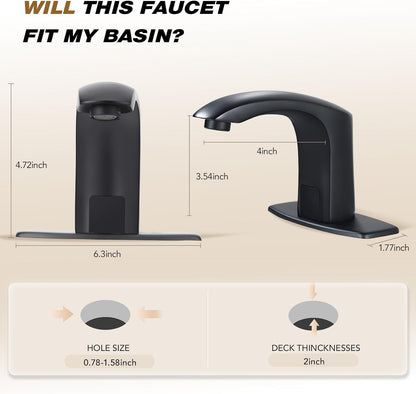 Commercial Touchless Bathroom Sink Faucet Automatic Basin Mixer | Brass Chrome Plated,Cold and Hot Water,Motion Sensor Activated,with Deck Plate and Water Mixing Valve