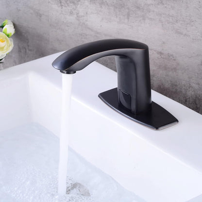 Commercial Touchless Bathroom Sink Faucet Automatic Basin Mixer | Brass Chrome Plated,Cold and Hot Water,Motion Sensor Activated,with Deck Plate and Water Mixing Valve