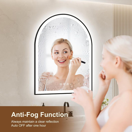 24"x30" Arched LED Lighted Bathroom Mirror with Lights