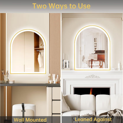 24"x30" Arched LED Lighted Bathroom Mirror with Lights