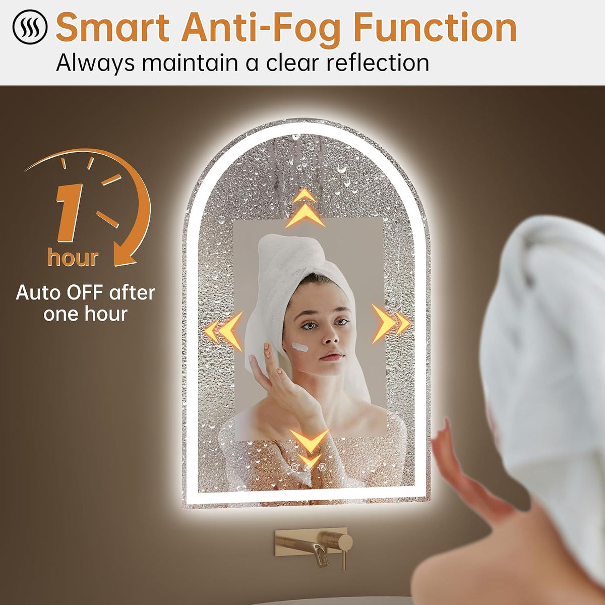 24"x30" Arched LED Lighted Bathroom Mirror with Lights