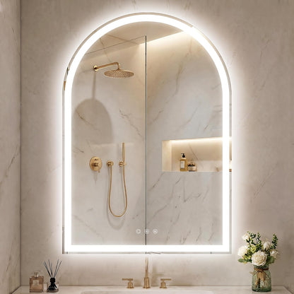 24"x30" Arched LED Lighted Bathroom Mirror with Lights