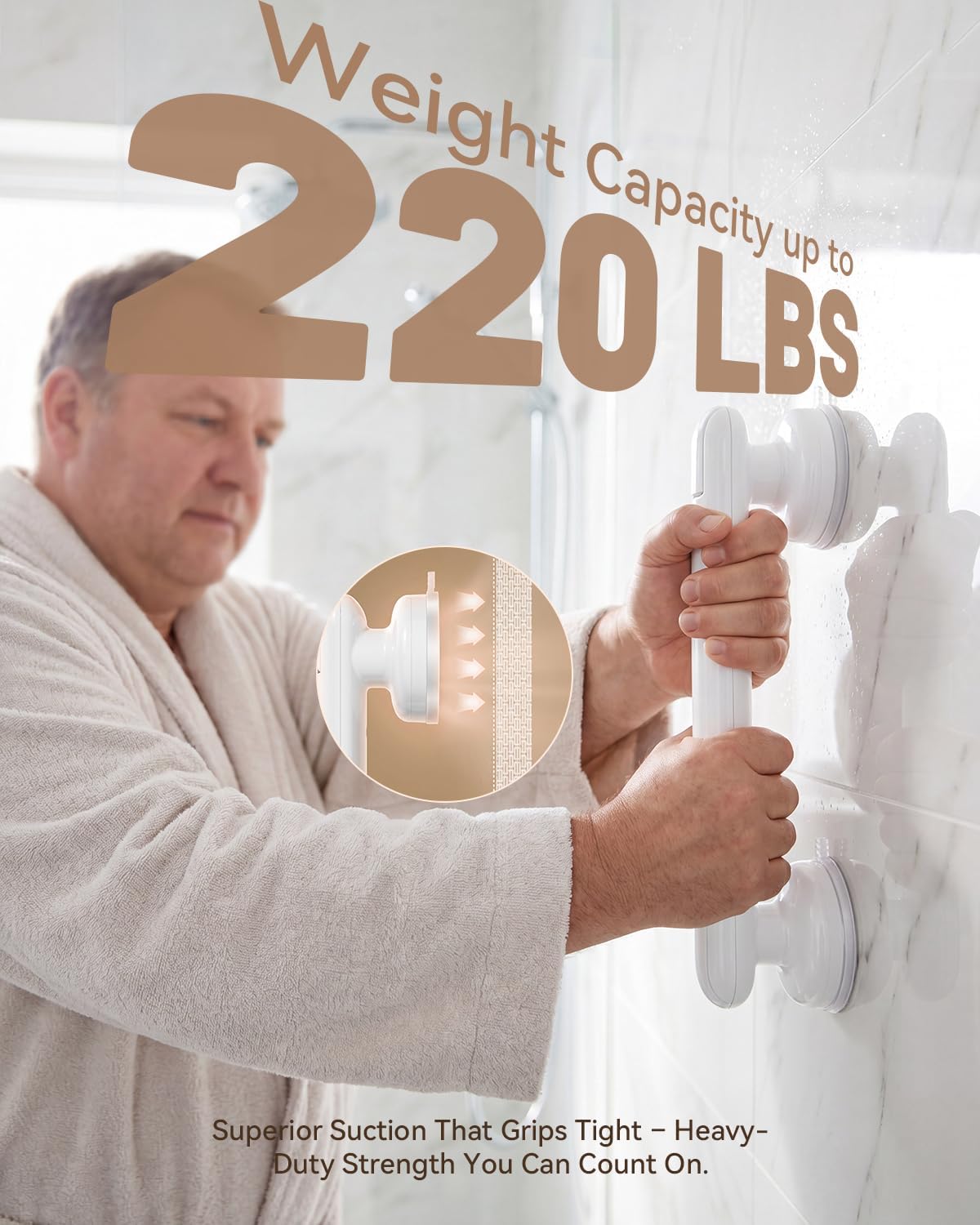 JOTPE 2026 Upgraded Suction Grab Bar for Shower,No-Drill,11-inch,White