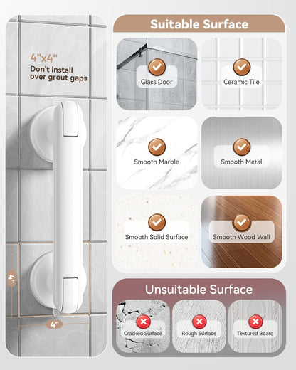 JOTPE 2026 Upgraded Suction Grab Bar for Shower,No-Drill,11-inch,White