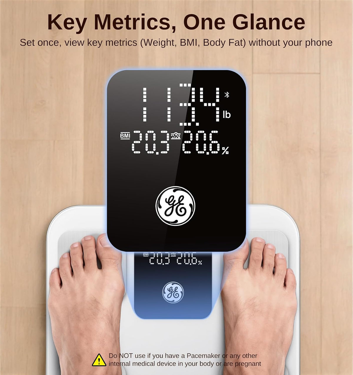 Smart Scale for Body Weight, Body Fat, BMI, 3-in-1 LED Display, 11-inch