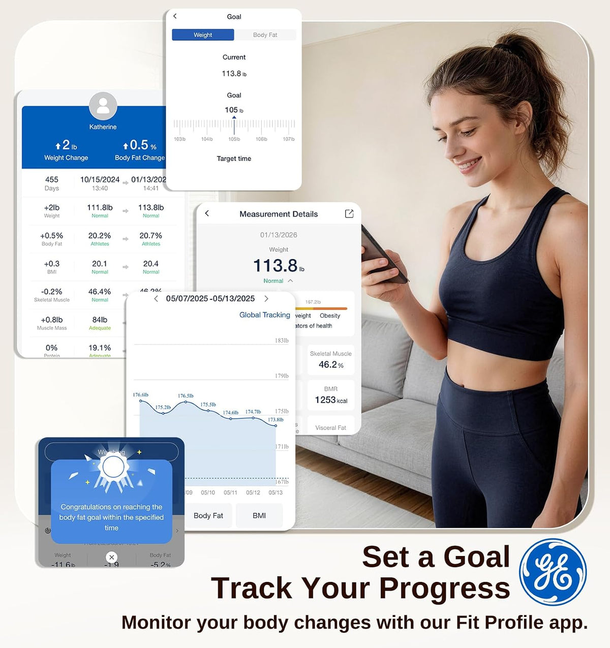 Smart Scale for Body Weight, Body Fat, BMI, 3-in-1 LED Display, 11-inch