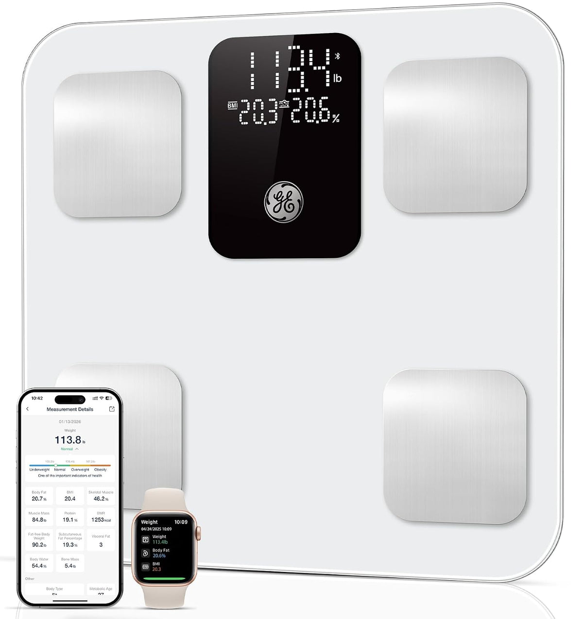 Smart Scale for Body Weight, Body Fat, BMI, 3-in-1 LED Display, 11-inch
