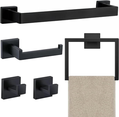 Bathroom Towel Holder - 15.7 Inch Towel Bar - Matte Black