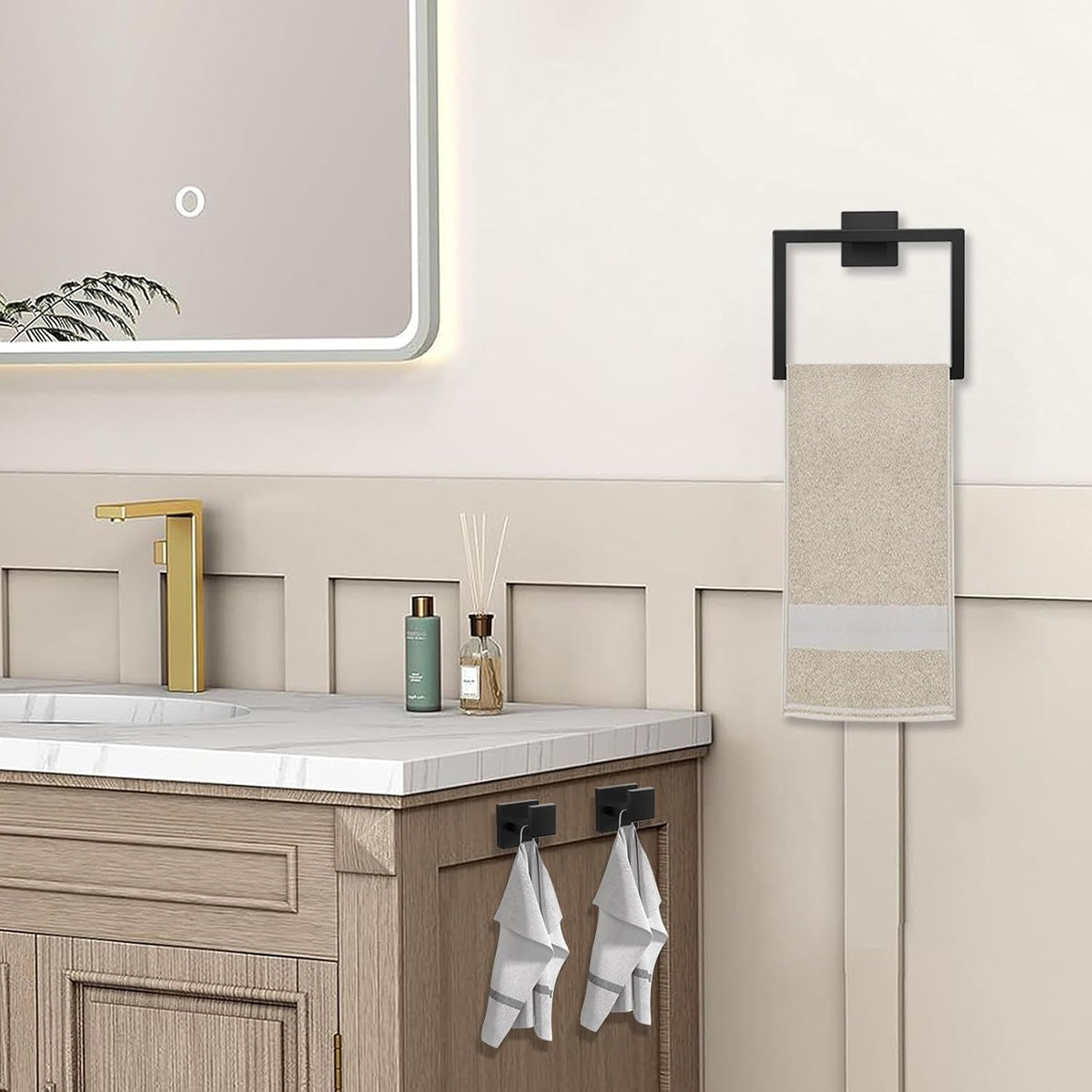 Bathroom Towel Holder - 15.7 Inch Towel Bar - Matte Black