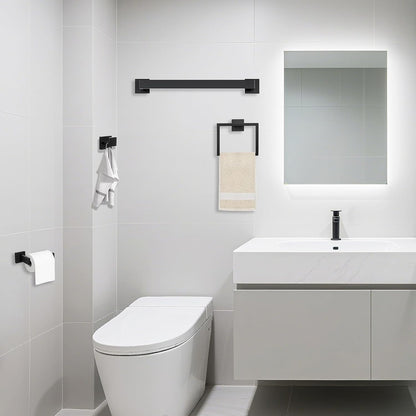 Bathroom Towel Holder - 15.7 Inch Towel Bar - Matte Black