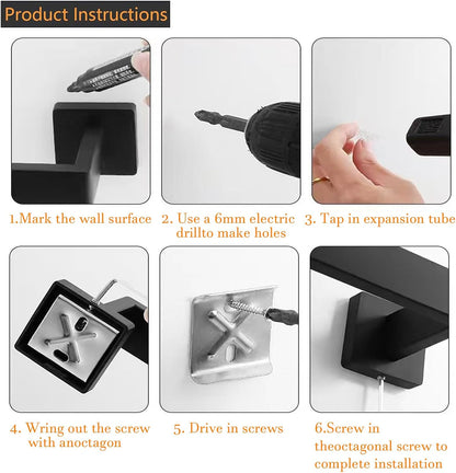 Bathroom Towel Holder - 15.7 Inch Towel Bar - Matte Black