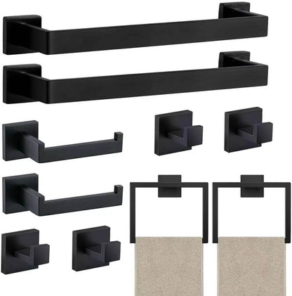 Bathroom Towel Holder - 15.7 Inch Towel Bar - Matte Black