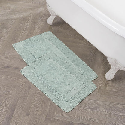 Ruffle Border 100% Cotton Bath Rug, Sage Green, 17"x 24"