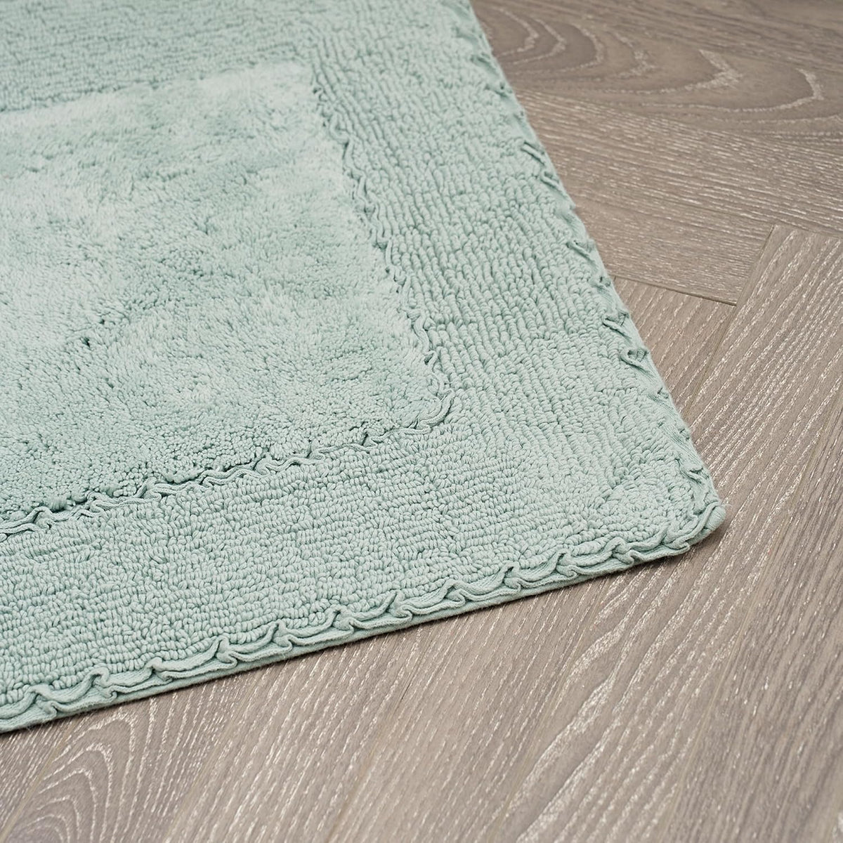 Ruffle Border 100% Cotton Bath Rug, Sage Green, 17"x 24"
