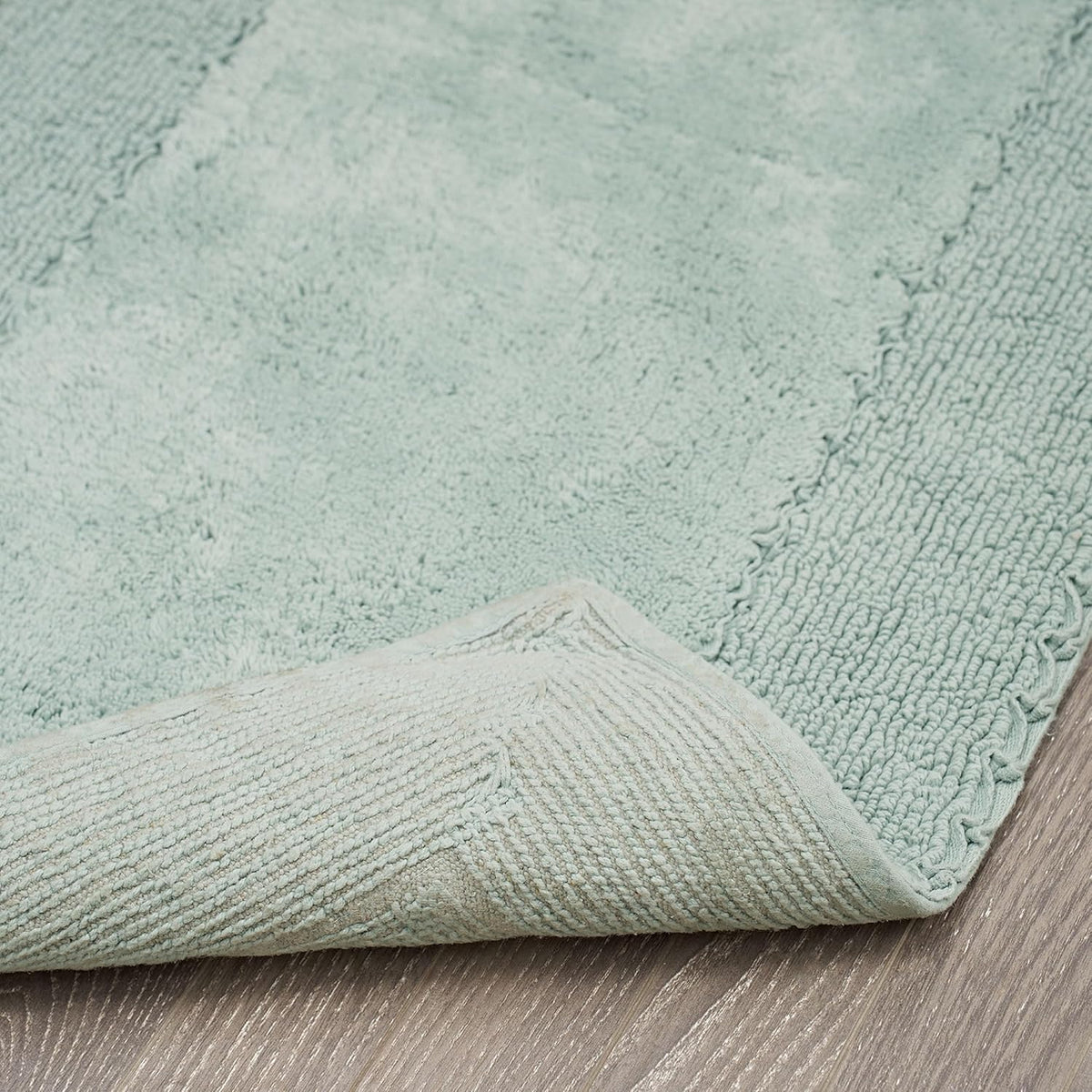 Ruffle Border 100% Cotton Bath Rug, Sage Green, 17"x 24"