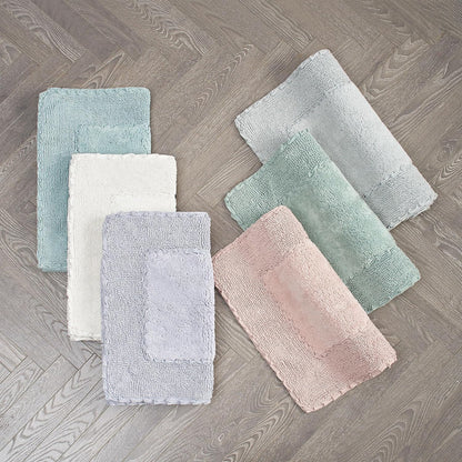 Ruffle Border 100% Cotton Bath Rug, Sage Green, 17"x 24"