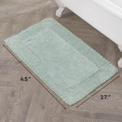 Ruffle Border 100% Cotton Bath Rug, Sage Green, 17"x 24"