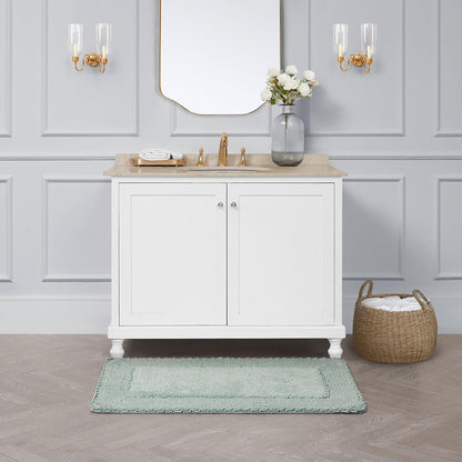 Ruffle Border 100% Cotton Bath Rug, Sage Green, 17"x 24"
