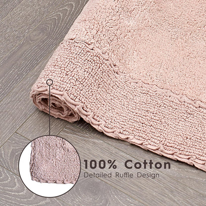 Ruffle Border 100% Cotton Bath Rug, Sage Green, 17"x 24"