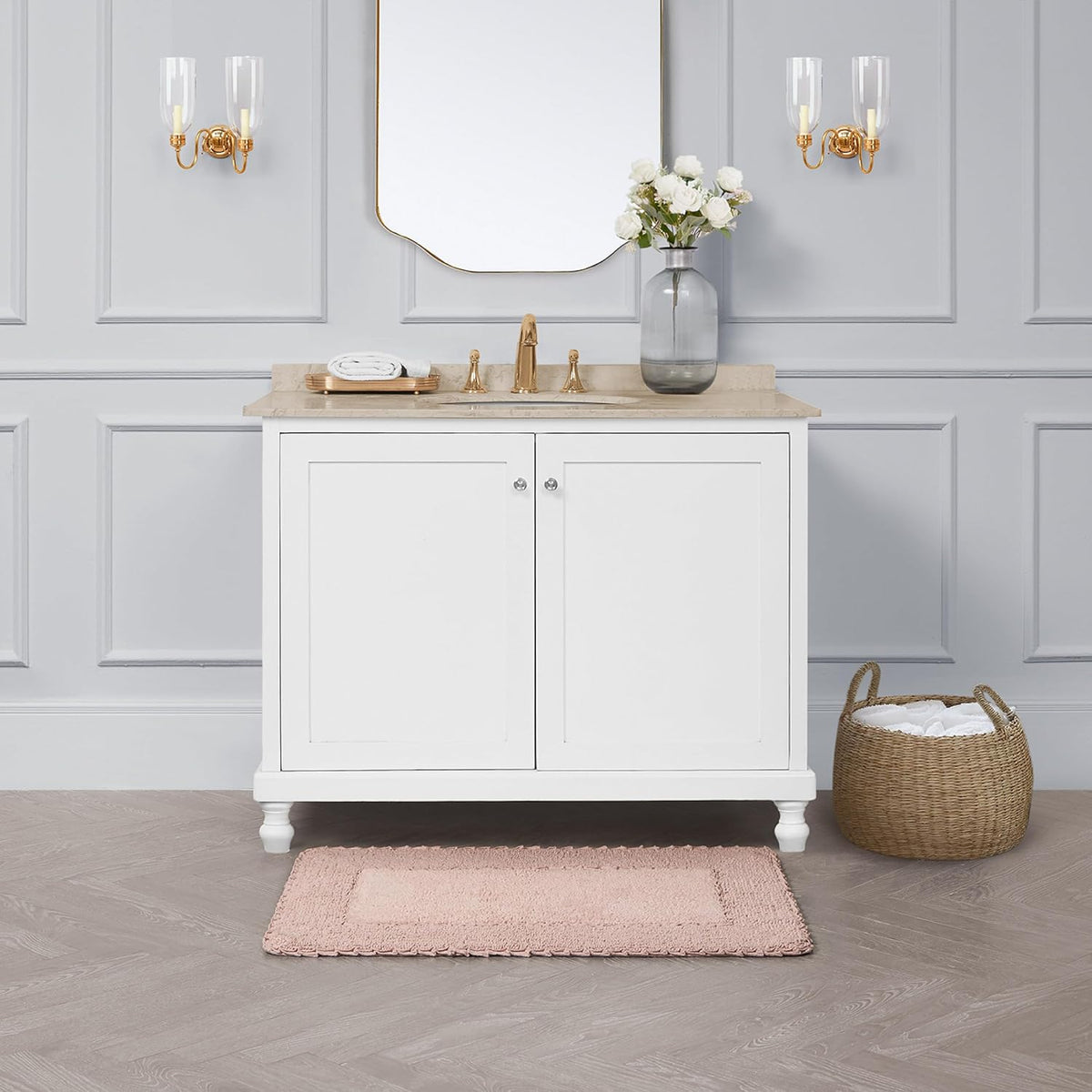 Ruffle Border 100% Cotton Bath Rug, Sage Green, 17"x 24"