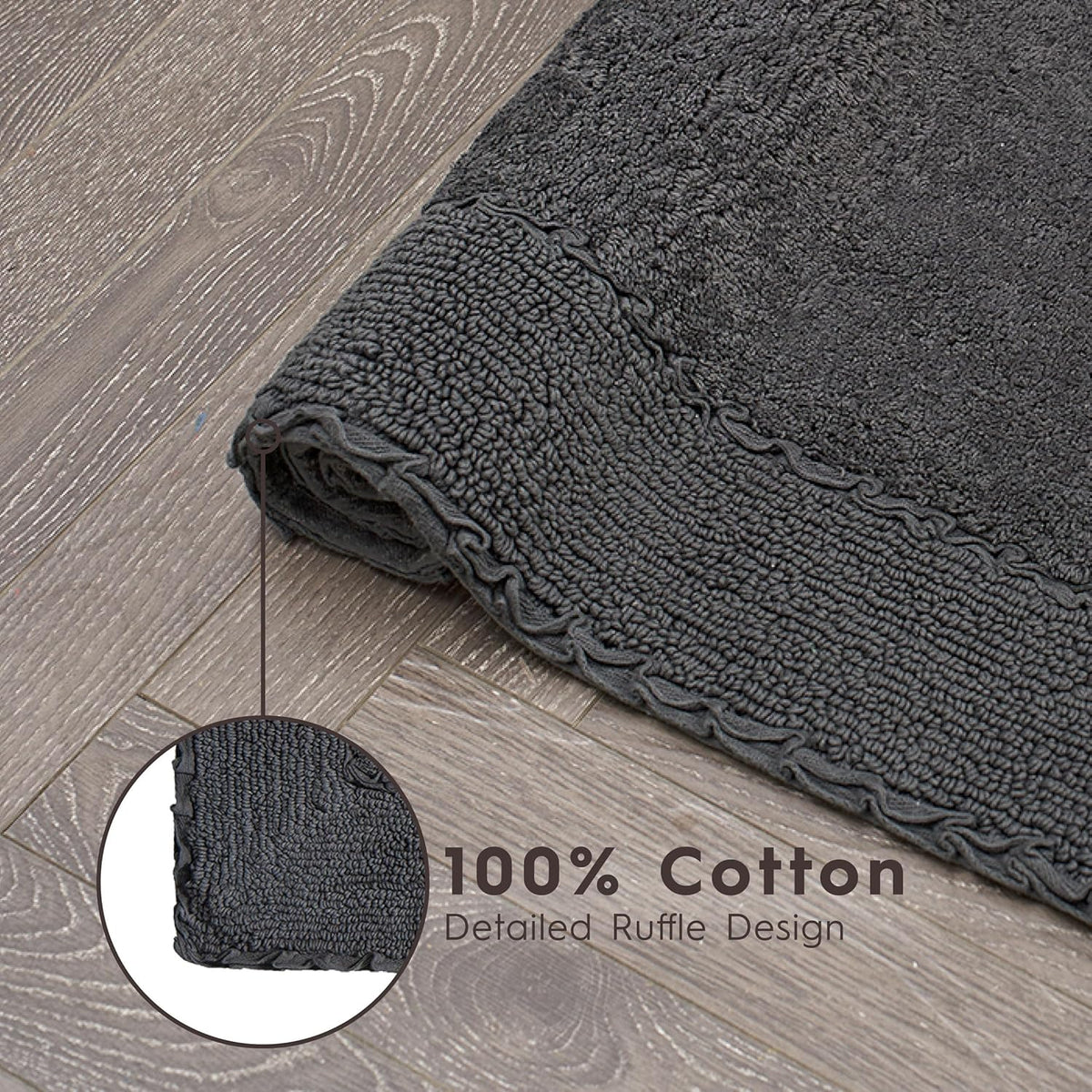 Ruffle Border 100% Cotton Bath Rug, Sage Green, 17"x 24"
