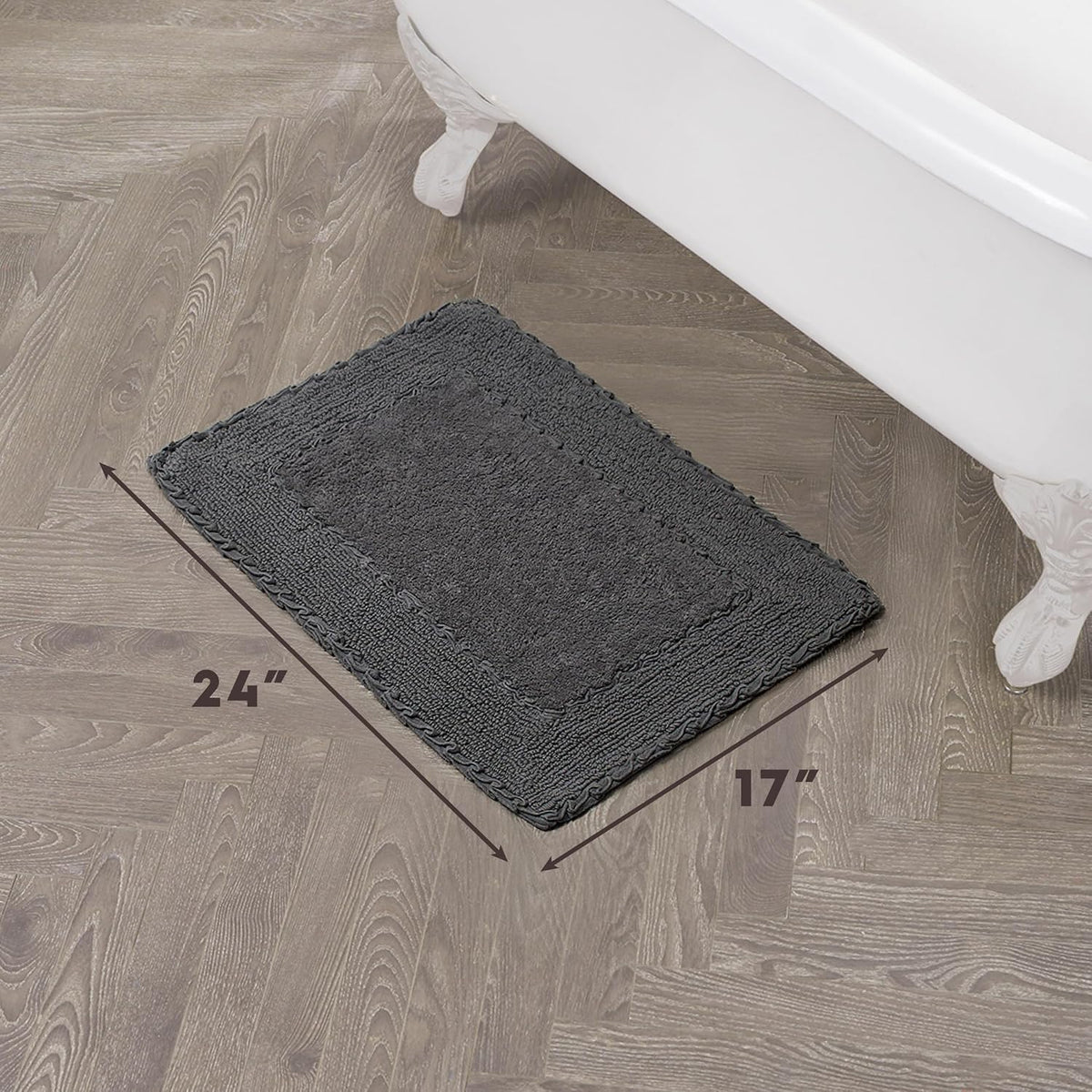 Ruffle Border 100% Cotton Bath Rug, Sage Green, 17"x 24"