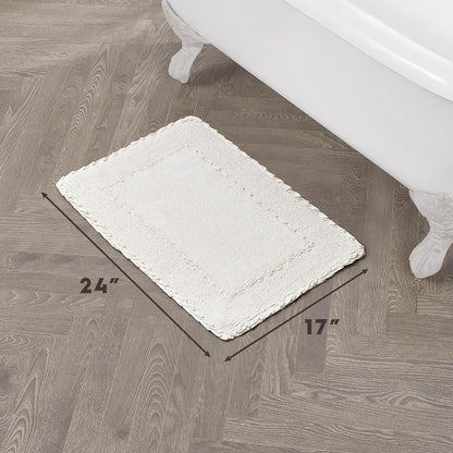 Ruffle Border 100% Cotton Bath Rug, Sage Green, 17"x 24"