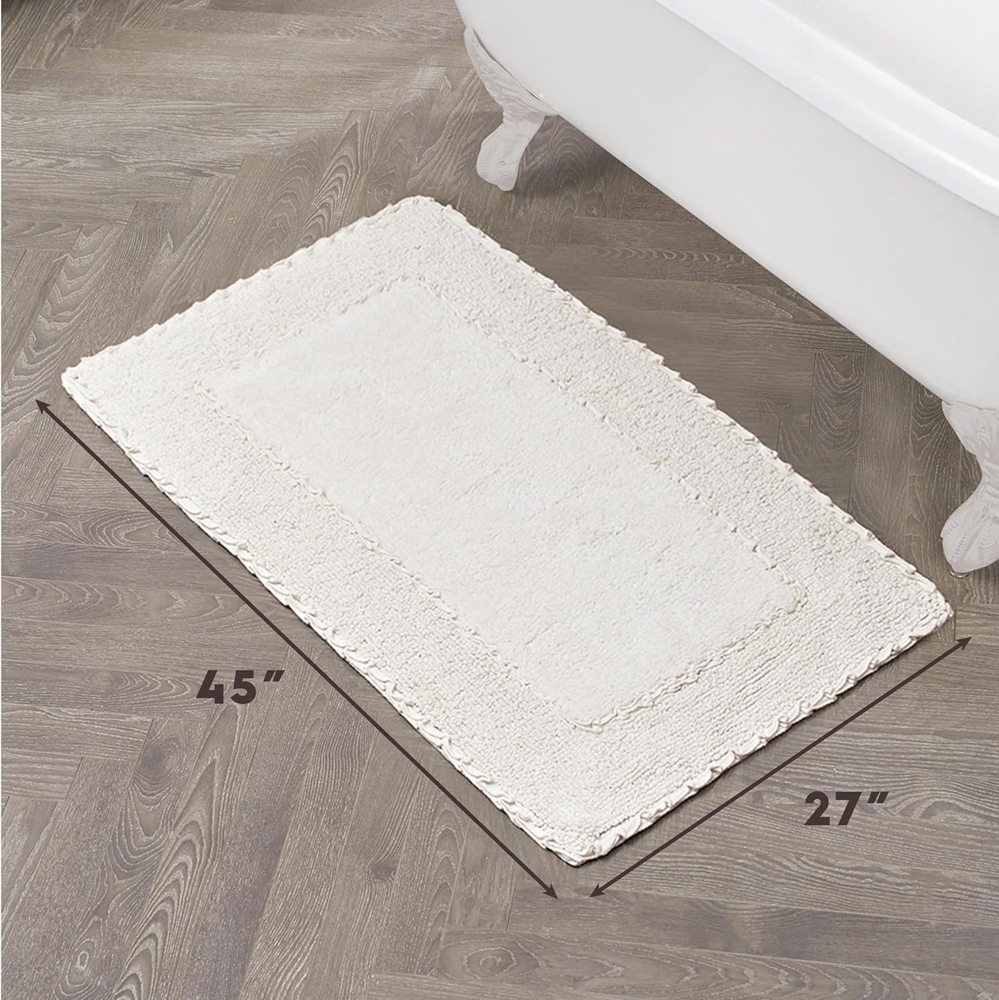 Ruffle Border 100% Cotton Bath Rug, Sage Green, 17"x 24"