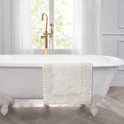 Ruffle Border 100% Cotton Bath Rug, Sage Green, 17"x 24"