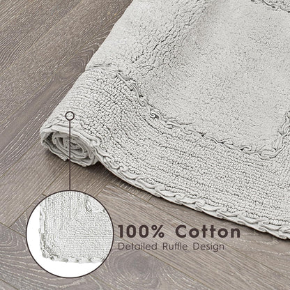 Ruffle Border 100% Cotton Bath Rug, Sage Green, 17"x 24"