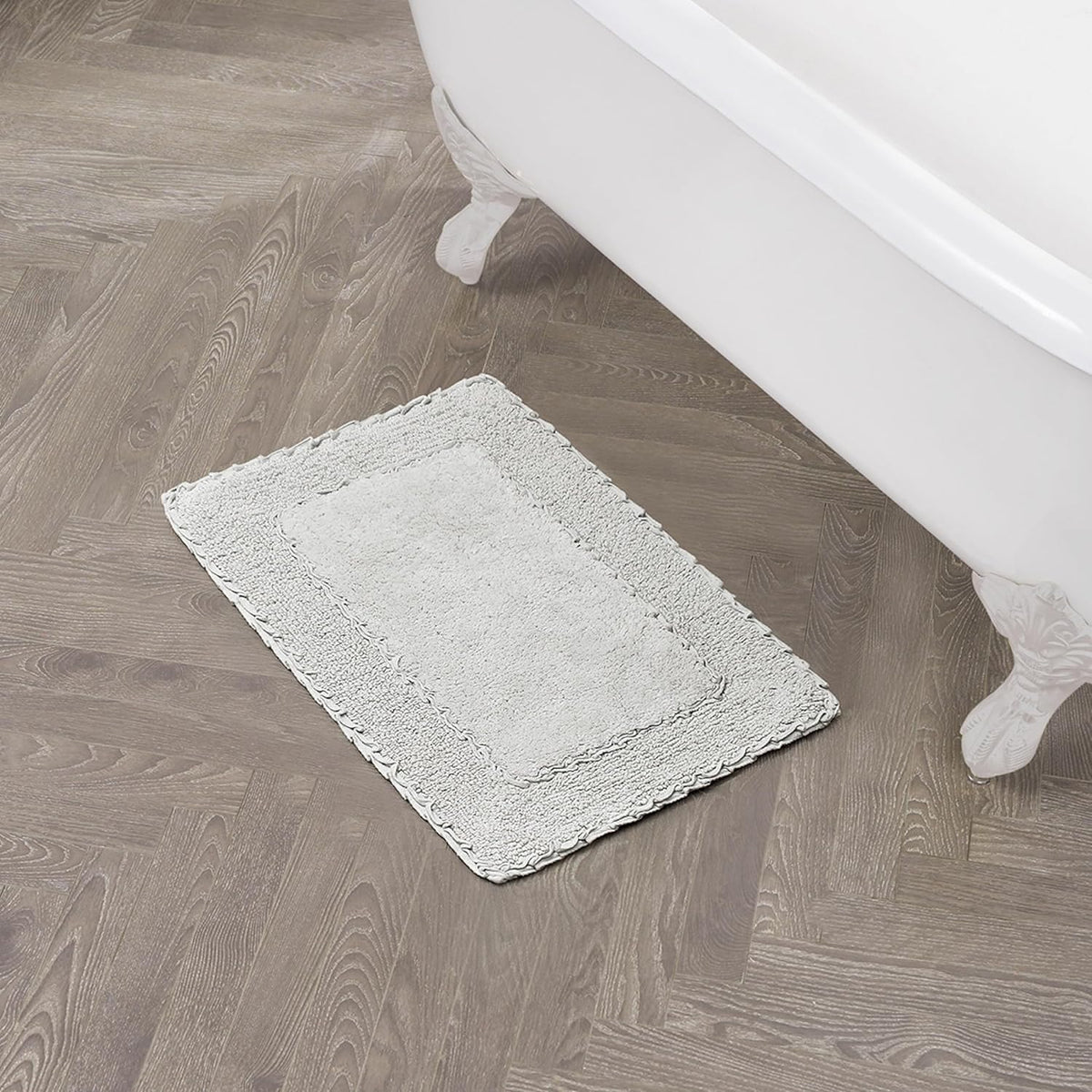 Ruffle Border 100% Cotton Bath Rug, Sage Green, 17"x 24"