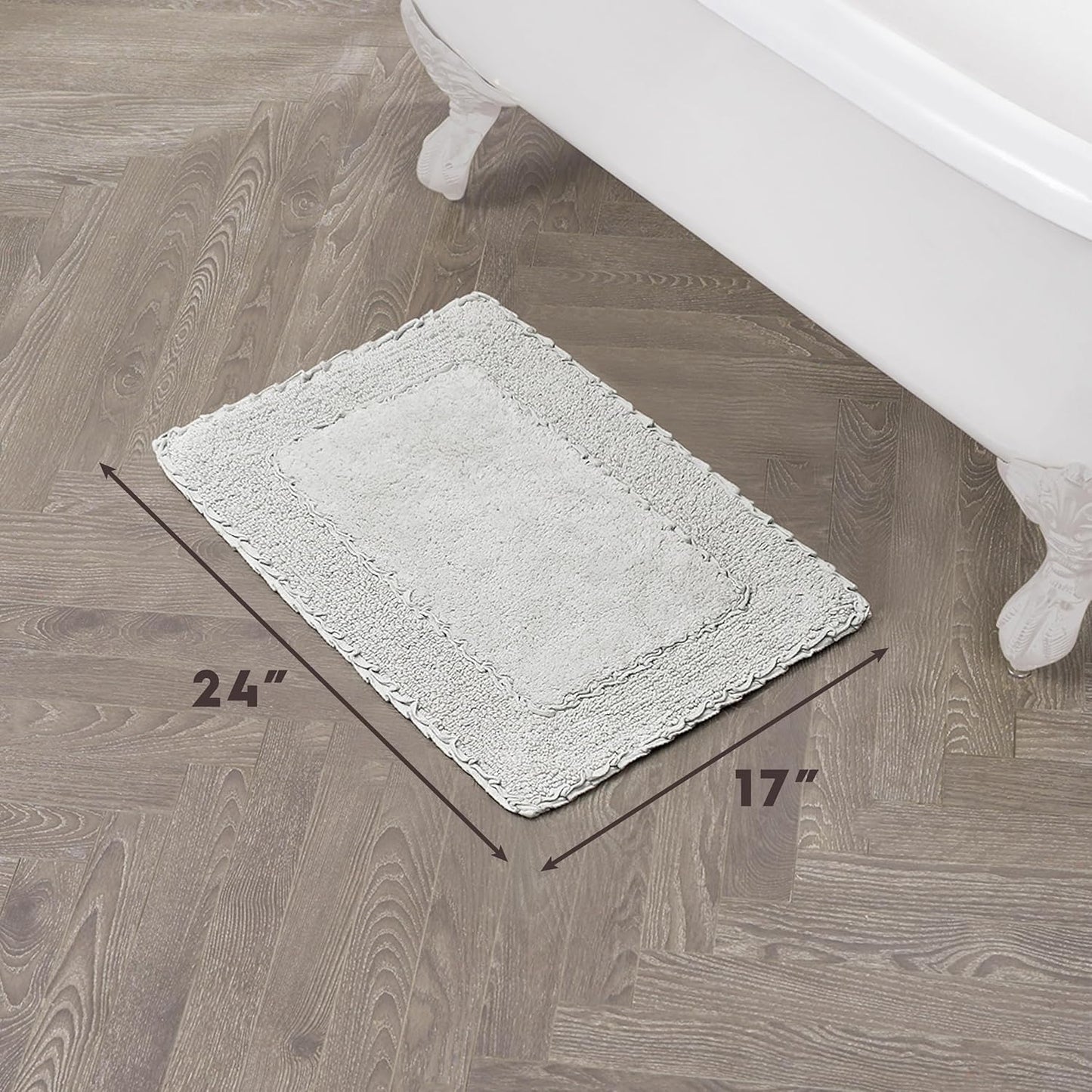 Ruffle Border 100% Cotton Bath Rug, Sage Green, 17"x 24"