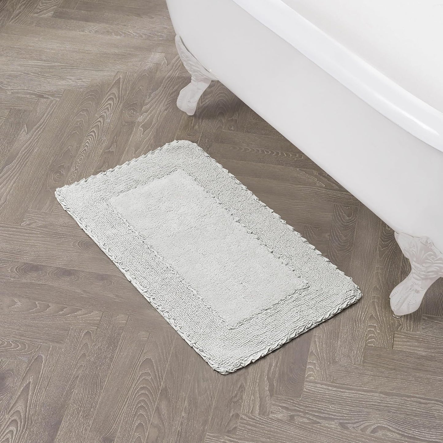 Ruffle Border 100% Cotton Bath Rug, Sage Green, 17"x 24"