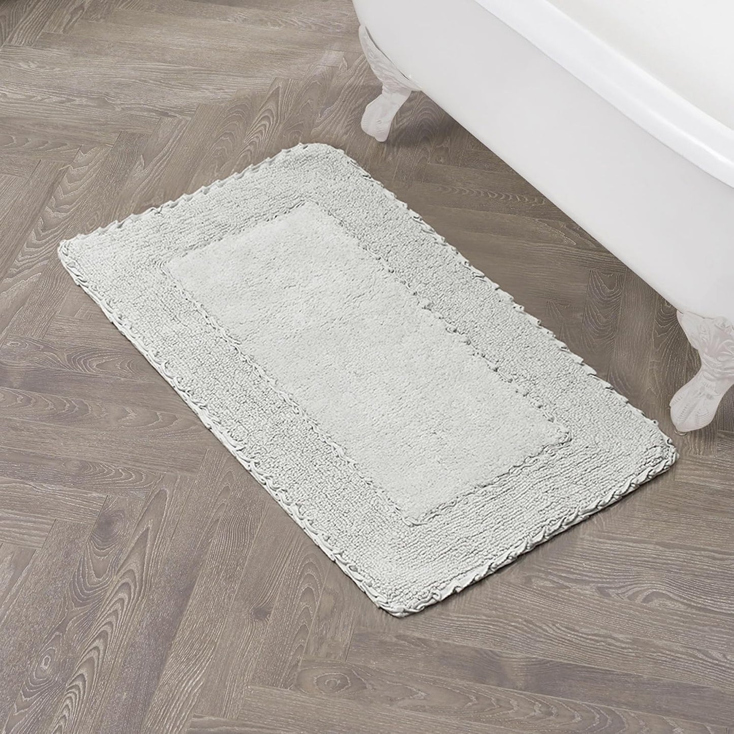 Ruffle Border 100% Cotton Bath Rug, Sage Green, 17"x 24"