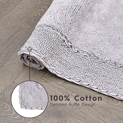 Ruffle Border 100% Cotton Bath Rug, Sage Green, 17"x 24"