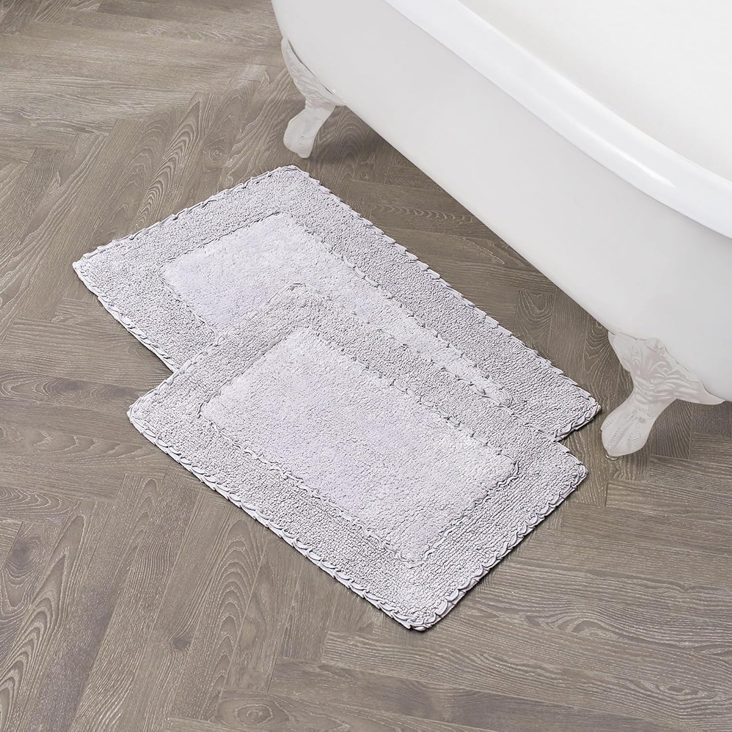 Ruffle Border 100% Cotton Bath Rug, Sage Green, 17"x 24"