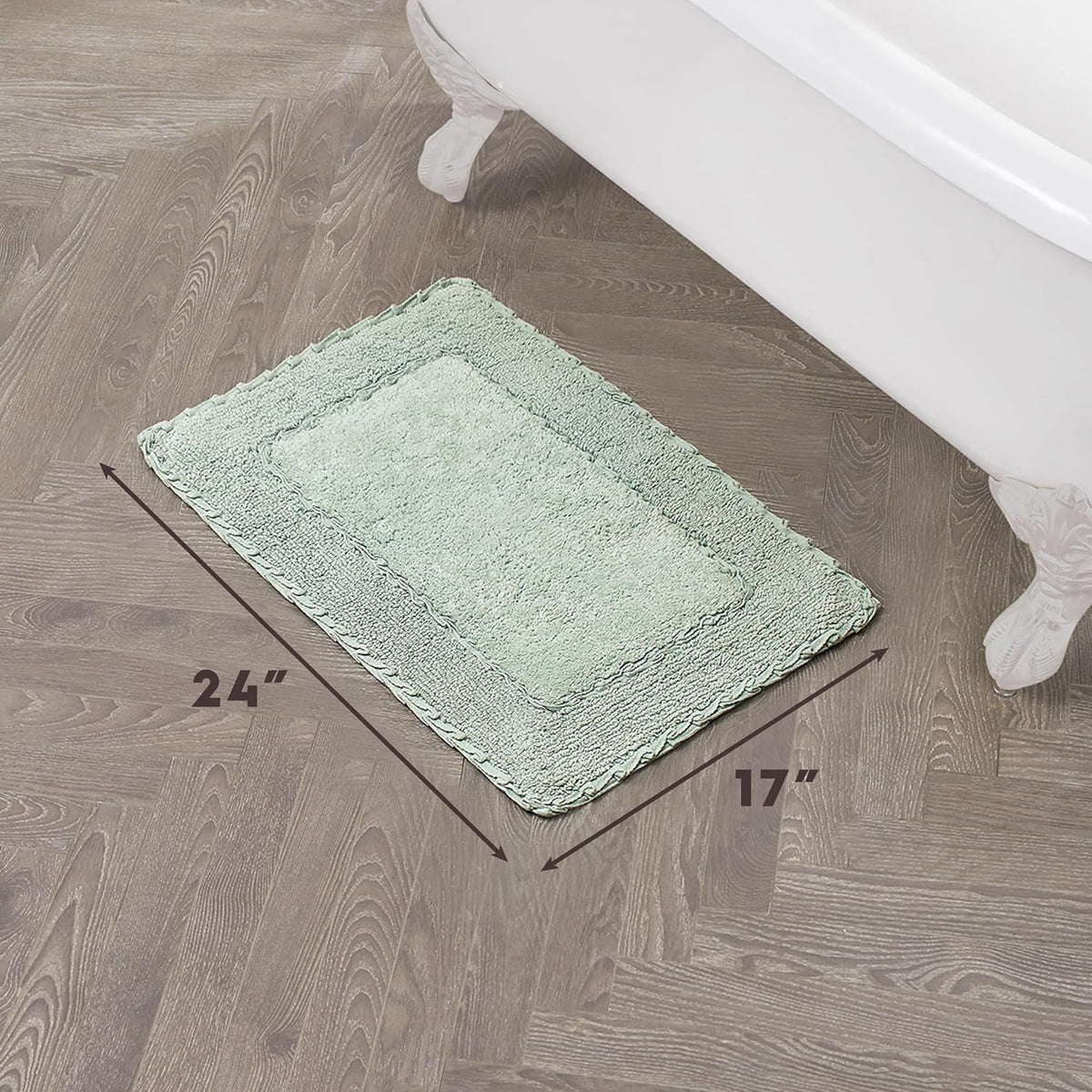 Ruffle Border 100% Cotton Bath Rug, Sage Green, 17"x 24"