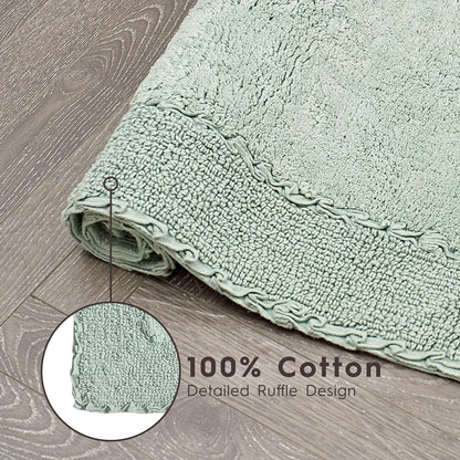 Ruffle Border 100% Cotton Bath Rug, Sage Green, 17"x 24"