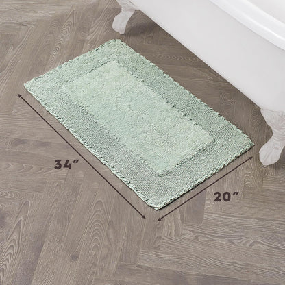 Ruffle Border 100% Cotton Bath Rug, Sage Green, 17"x 24"